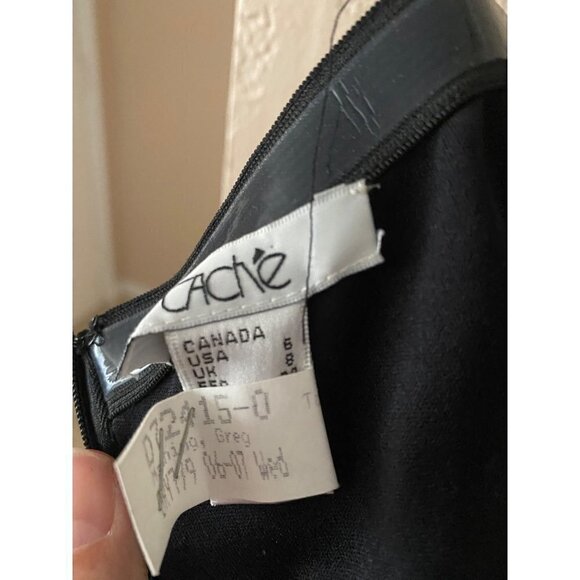 Vintage Y2K Cache Women's Black Multi Pleated Midi Dress - 6 - Picture 6 of 14